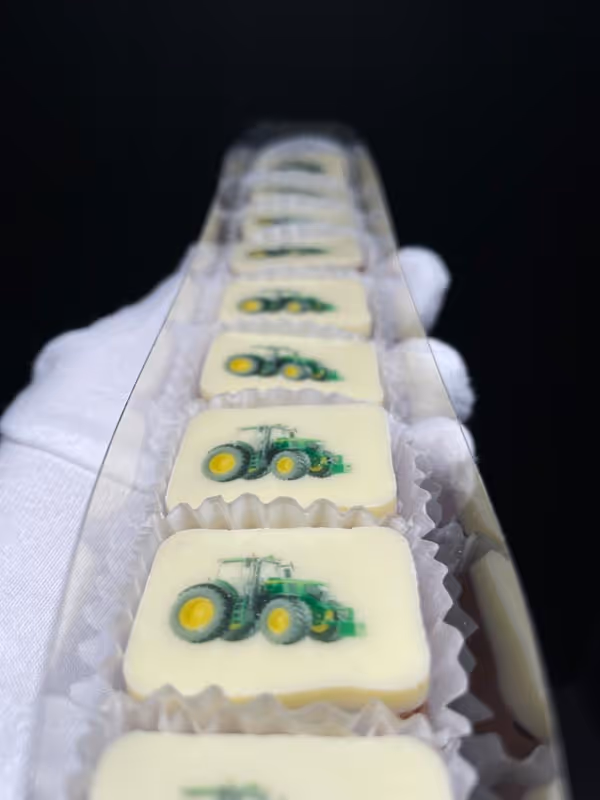 gepersonaliseerde bonbons met john deere tractor
